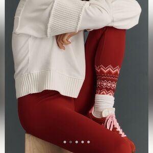 ♥️Anthropologie Beach Riot Piper Leggings New Large Red Heart Nordic Pants